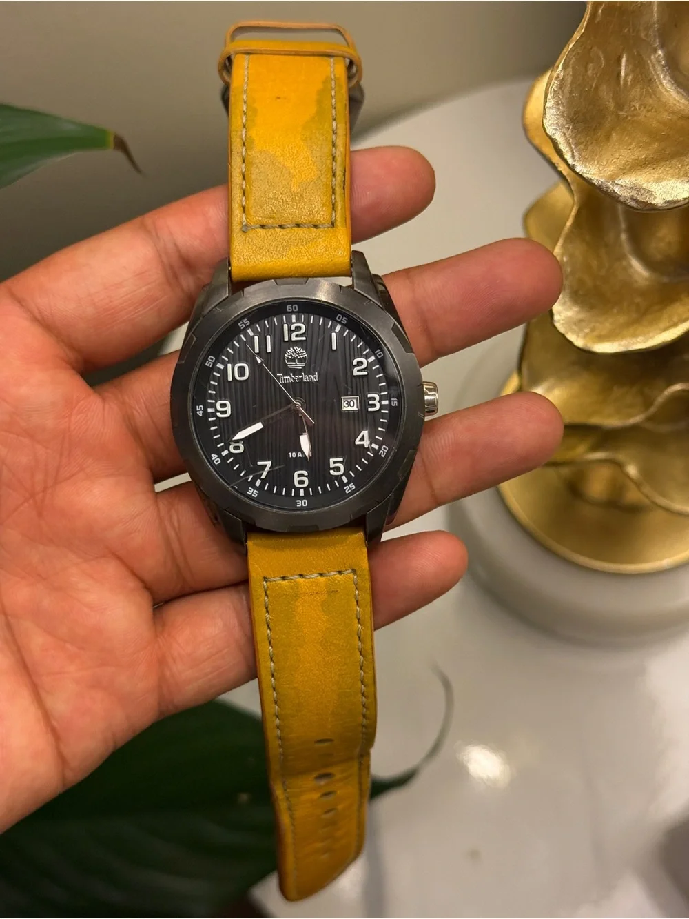 Timberland Black Dial Watch with Yellow Strap Mens